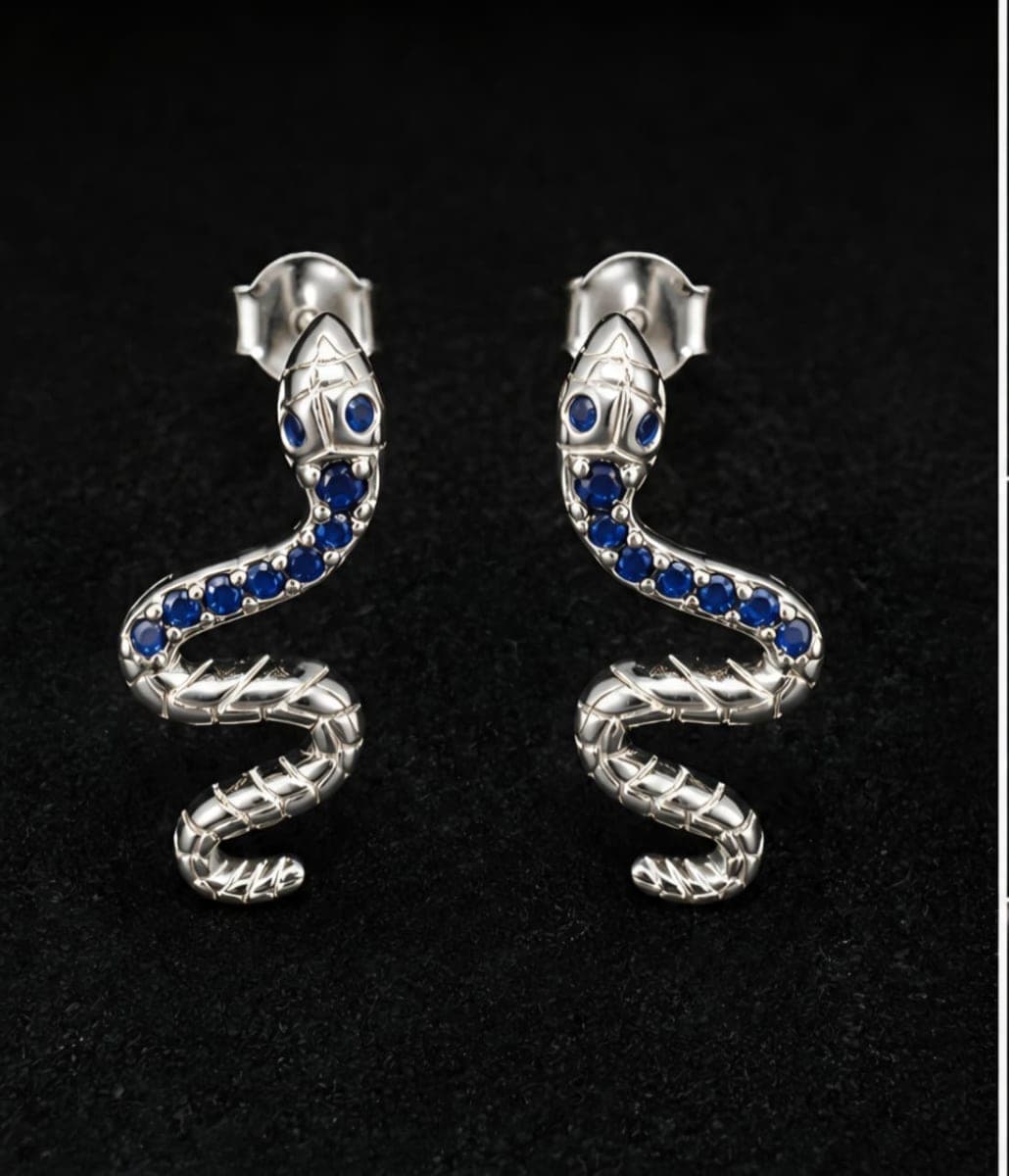 Snake Sterling Silver Stud Earrings